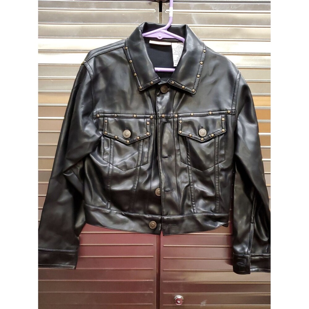Vintage Mary-Kate and Ashley Faux Leather Studded Moto Bomber Jacket